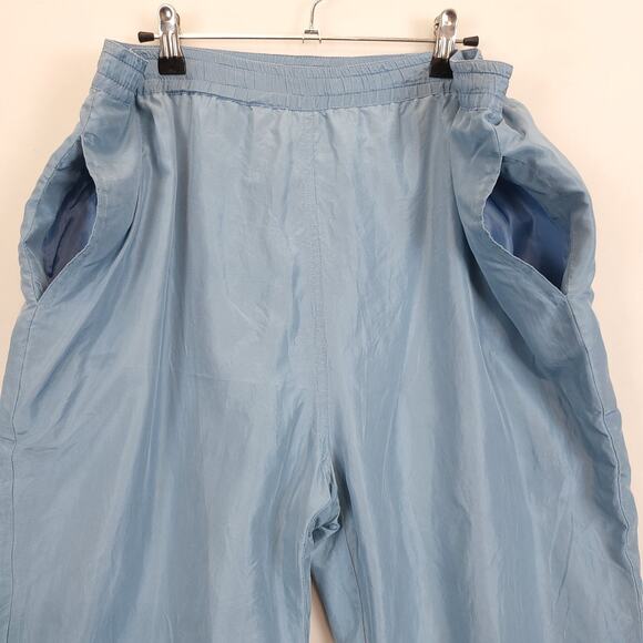 Mureli Silk Pull On Pants Women M Lined Hidden Drawstring Lt Blue Pockets Comfy - Picture 10 of 10